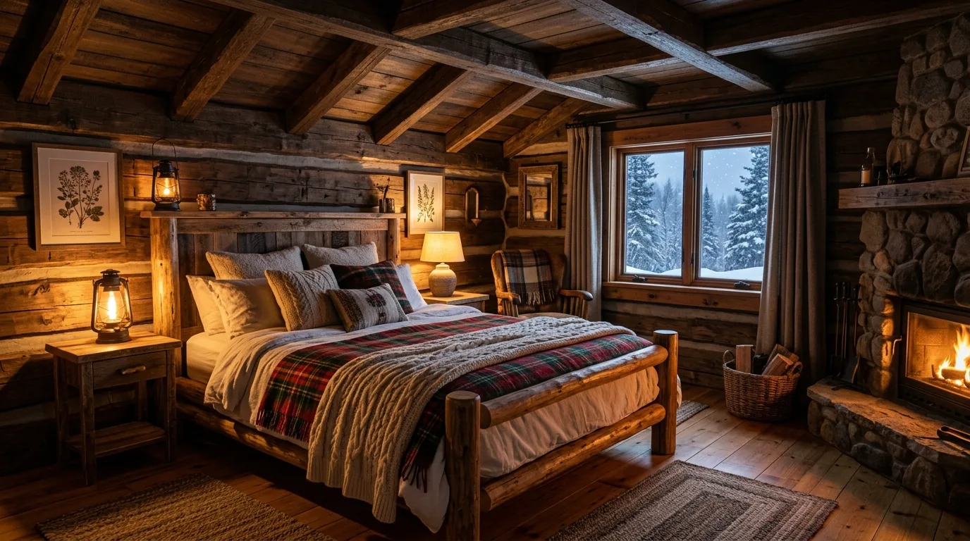 Let lighting stay warm and low through the evening hours inspiration for a winter bedroom.